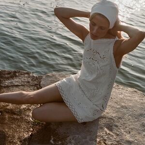 DÔEN Lucina Heirloom Mini Dress in Salt